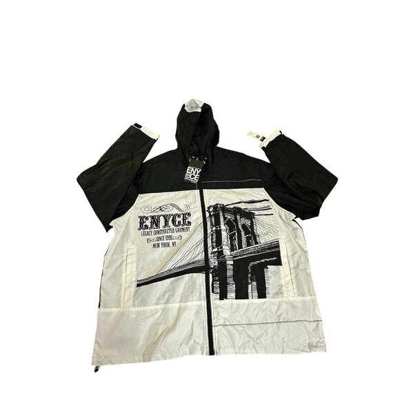 Enyce Jacket Men’s Windbreaker Y2K Zip Up White Black Skater Bridge 4X New - Picture 1 of 14